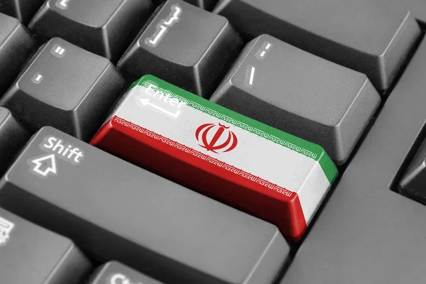 Botão Enter com bandeira do Irã — Fotografia de Stock