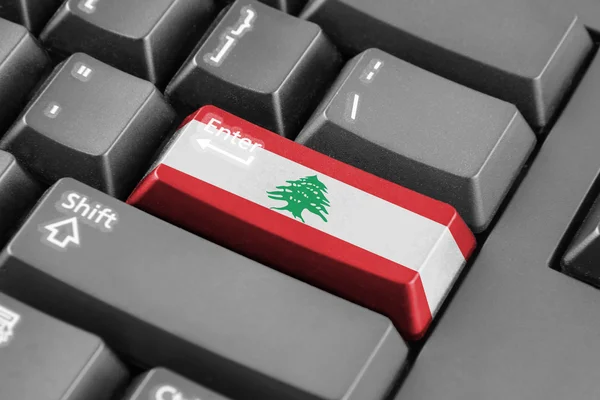 Inserisci pulsante con Bandiera Libano — Foto Stock