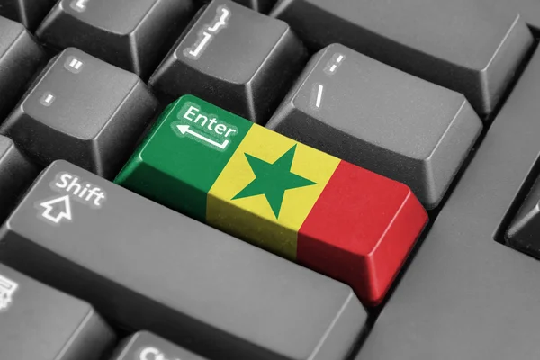 Entrez le bouton avec le drapeau Sénégal — Photo