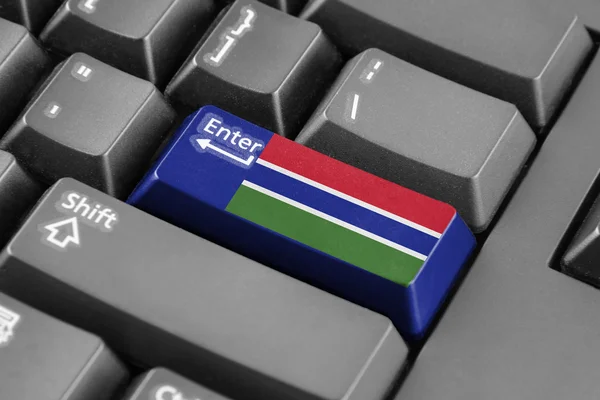 Introduzca el botón con la bandera de Gambia — Foto de Stock