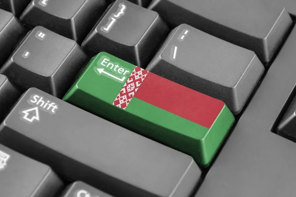 Zadejte tlačítko s Běloruskem vlajky — Stock fotografie