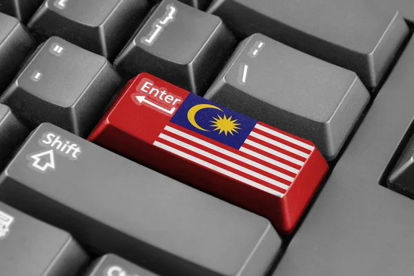 Düğme Malezya bayrağı ile girin — Stok fotoğraf
