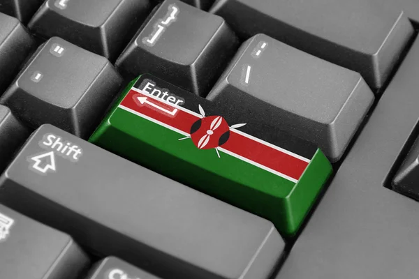 输入按钮与肯尼亚国旗 — 图库照片
