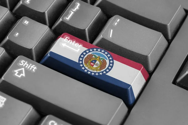 ENTER-knop met vlag van Missouri — Stockfoto