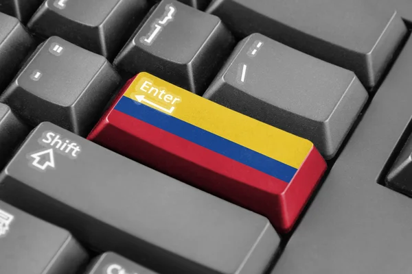 ENTER-knop met Colombia vlag — Stockfoto