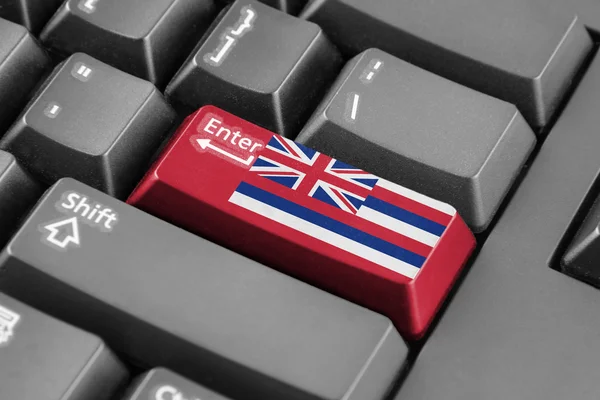 Introduzca el botón con Bandera de Hawaii — Foto de Stock
