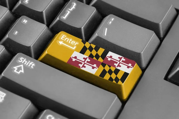 Entrez le bouton avec le drapeau de l'État du Maryland — Photo