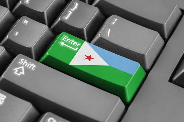 Enter button with Djibouti Flag — Stock Photo, Image