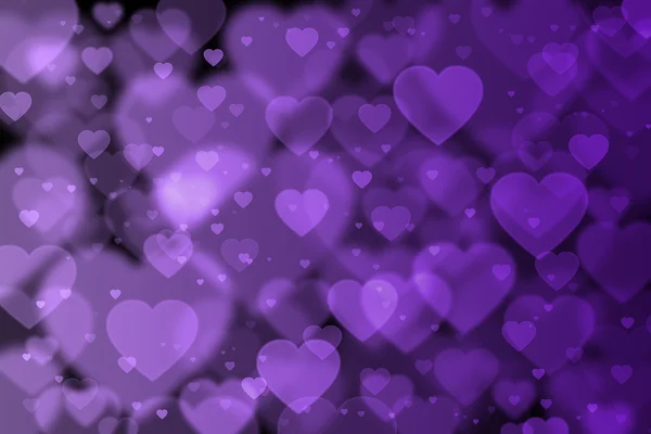 Purple hearts background with bokeh effect — Stock Photo, Image