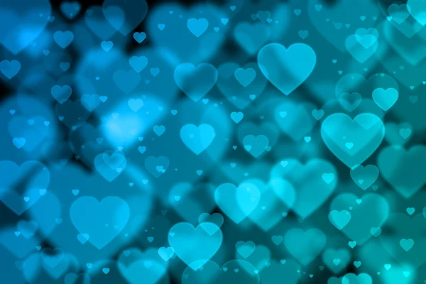 Blue hearts background with bokeh effect — Stock Photo, Image