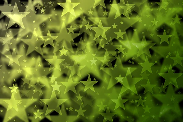 Groene en gele sterren achtergrond met bokeh effect — Stockfoto