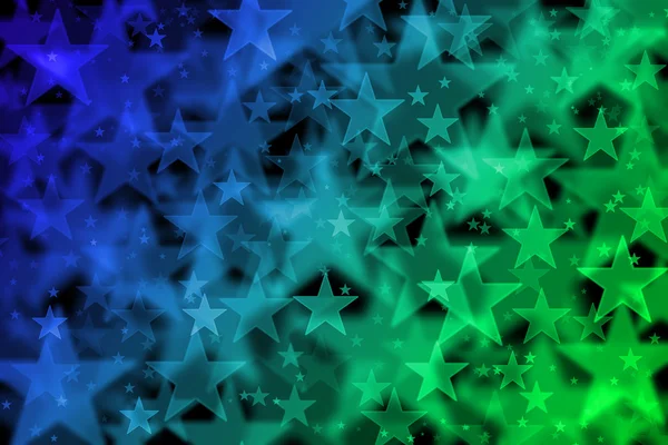 Azul e verde estrelas fundo com efeito bokeh — Fotografia de Stock