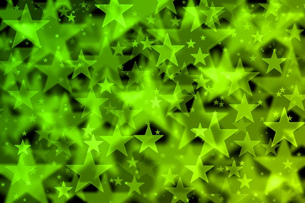 Green stars background with bokeh effect — Stock Photo, Image