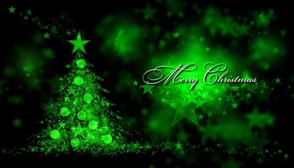 Joyeux Noël. Fond vert avec un arbre de Noël et Joyeux Noël Texte — Photo