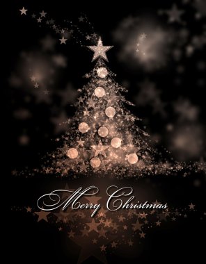 Mutlu Noeller. Bir Noel ağacı ve neşeli Noel metin ile kahverengi zemin