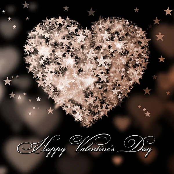 Happy Valentine's Day. Brown heart with the stars — Stock Photo, Image