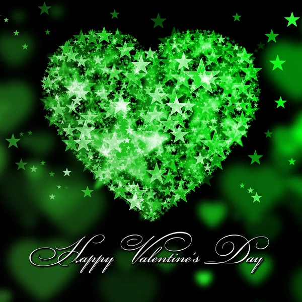 Buon San Valentino. Cuore verde con le stelle — Foto Stock