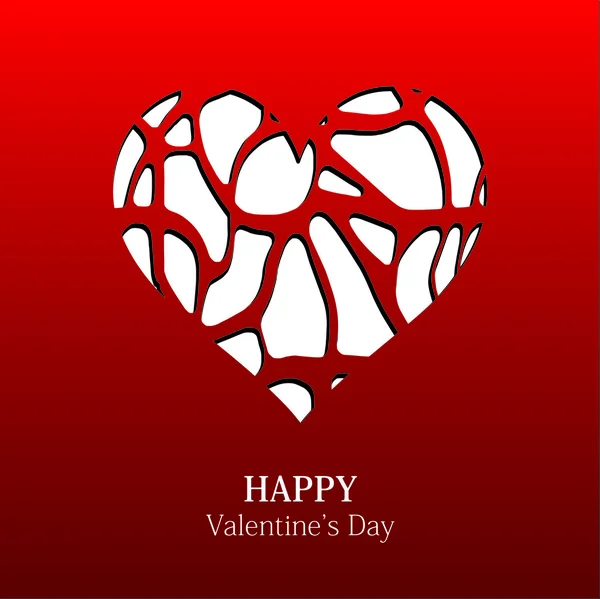 Feliz día de San Valentín. Tarjeta de felicitación con corazón en formato vectorial — Vector de stock