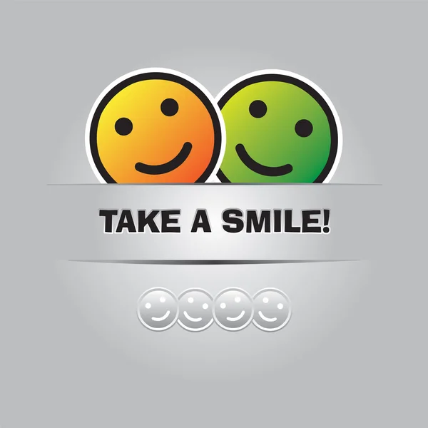 Δύο χαμογελαστά emoticons και μέρος για το κείμενό σας. Αστεία ευχετήρια κάρτα σε διανυσματική μορφή — Διανυσματικό Αρχείο