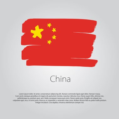 China Flag with colored hand drawn lines in Vector Format clipart