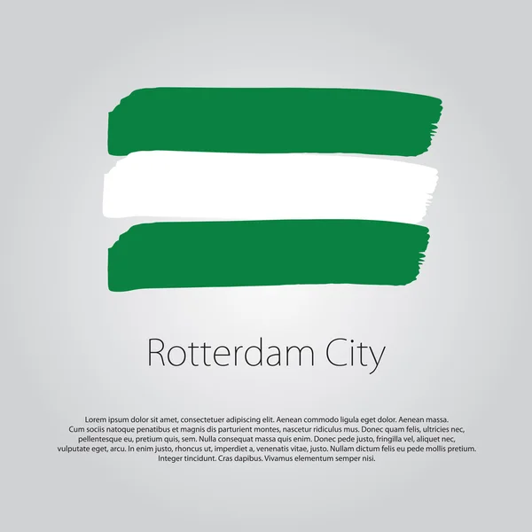 Rotterdam City Flag con líneas dibujadas a mano de color en formato vectorial — Vector de stock