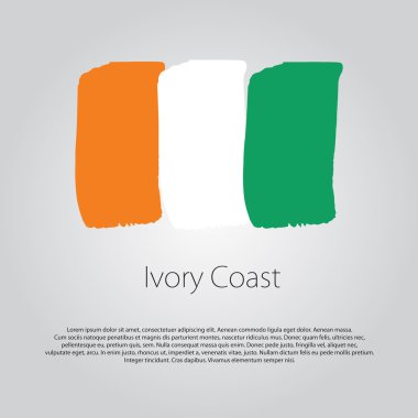Fildişi Sahili bayrağı renkli el ile çizilmiş çizgiler Vektör formatında