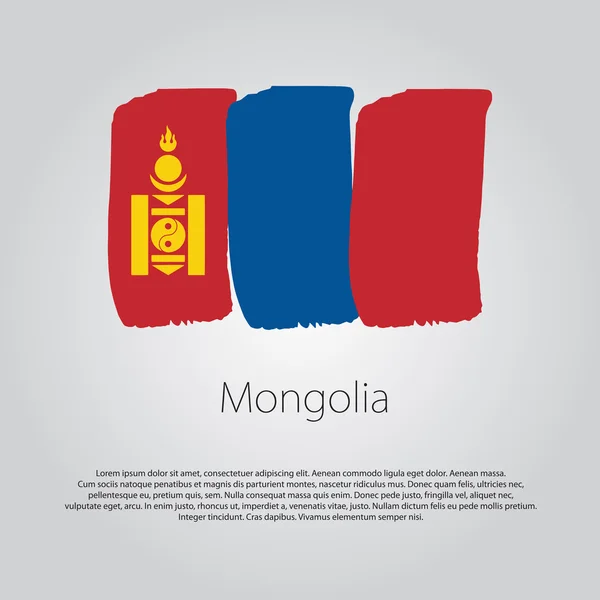 Mongolei Flagge mit farbigen, handgezeichneten Linien im Vektorformat — Stockvektor