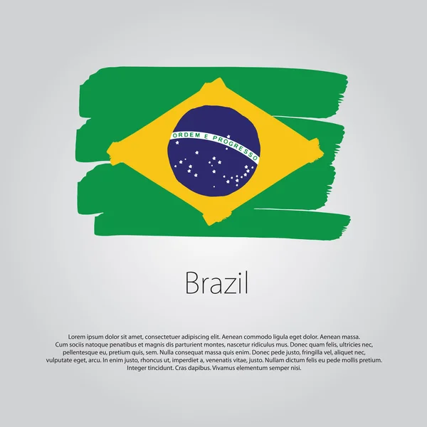 Bandera de Brasil con líneas dibujadas a mano de color en formato vectorial — Vector de stock