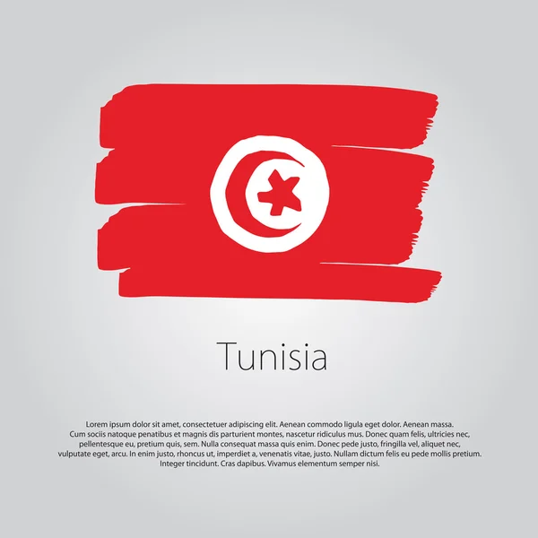 Tunesien-Flagge mit farbigen, handgezeichneten Linien im Vektorformat — Stockvektor