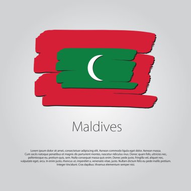 Maldivler bayrağı renkli el ile çizilmiş çizgiler Vektör formatında