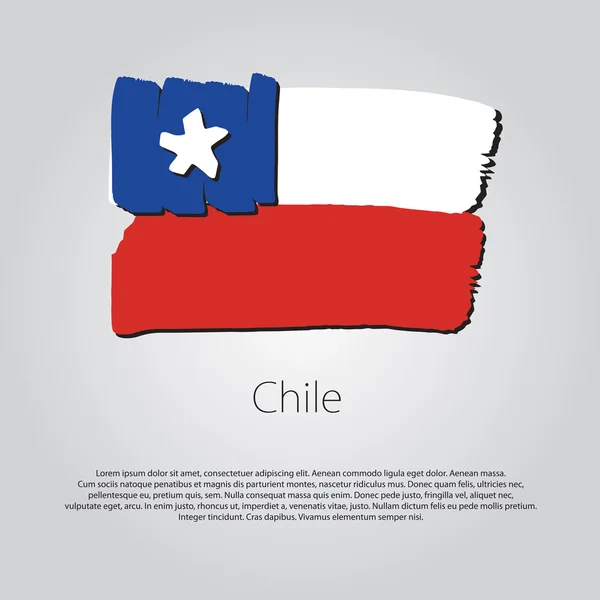 Chile Bandeira com linhas desenhadas à mão coloridas em formato vetorial — Vetor de Stock