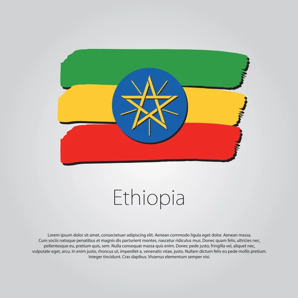 Éthiopie Drapeau avec des lignes dessinées à la main colorées au format vectoriel — Image vectorielle