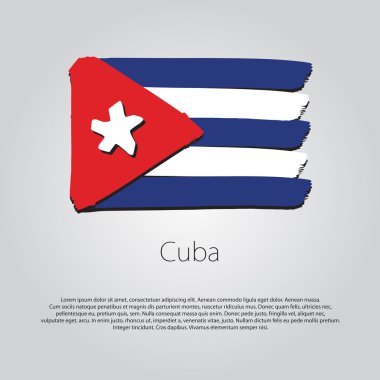 Vektör Biçiminde renkli el çizgileri olan Küba Bayrağı