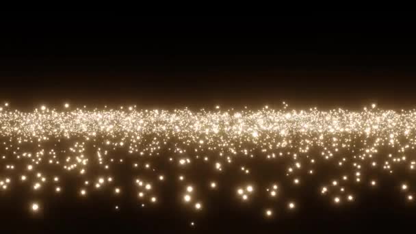 아름다운 금알 맹이들이 검은 배경에 불을 붙인다. 3d 는 동적 입자의 모태입니다. 4K 비디오 애니메이션 — 비디오