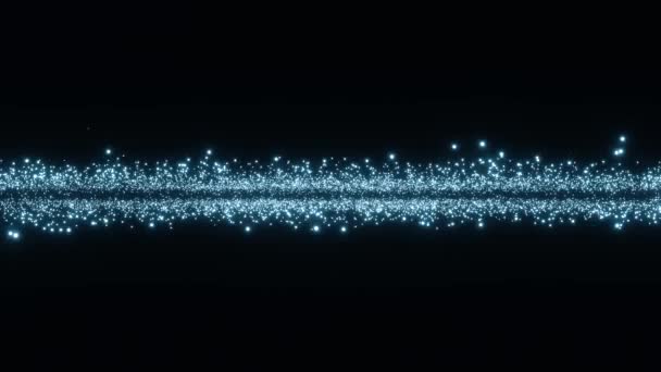 Partículas digitais e luz com bokeh sobre fundo preto. Fundo de movimento abstrato — Vídeo de Stock