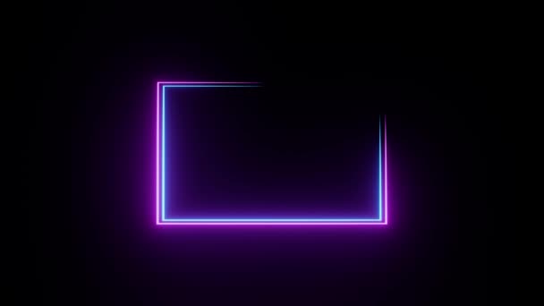 Abstract neon frame. Neon lichten beweging lussen vierkante cirkelvormige beweging. Videoanimatie Ultra HD 4K 3840x2160 — Stockvideo