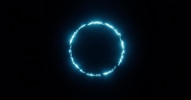 Neon Circle seamless looped animation fluorescente luz ultravioleta brilhante linhas de néon Fundo abstrato com círculo de néon. Animação de vídeo 4K — Vídeo de Stock