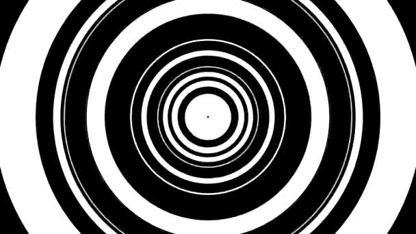Animación de círculos en blanco y negro. Fondo de movimiento. Animación de vídeo de bucle 4K sin costuras — Vídeos de Stock