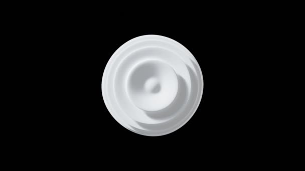 3d weergave van witte bol van vloeibare concentrische rimpelingen met alfa-kanaal. Naadloze 4K loop video animatie — Stockvideo