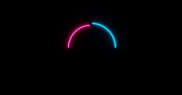 Abstrakt bakgrund med neon cirkel, neon ram. Rörelsen av den lysande neonlinjen i en cirkulär bana. Video animation Ultra HD 4K 3840x2160 — Stockvideo