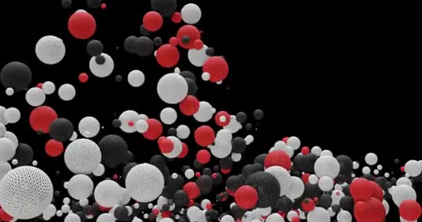 Animation abstrakter roter, weißer und schwarzer Kugeln. Schöne nahtlose 3D-Animation mit Loopings. Bewegungsdesign 4k — Stockvideo