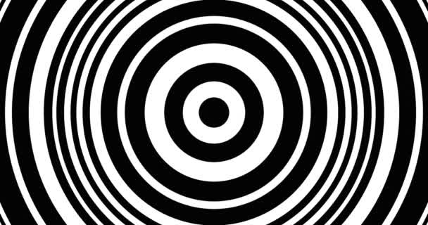 Gráficos de movimiento abstractos y fondo animado con círculos blancos y negros. Diseño de movimiento bucable 4k UHD — Vídeo de stock