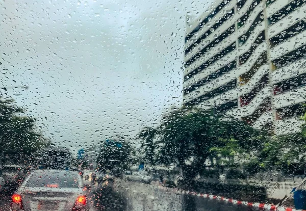 Regen Der Stadt Verursacht Staus — Stockfoto