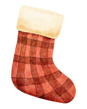 Suluboya Ekoseli Noel Çorabı Çizimi