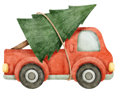 Kırmızı kamyonda Noel Ağacı