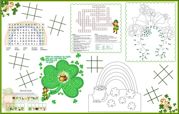 Placemat  St. Patrick's Day Printable Activity Sheet 2 — Stock Vector