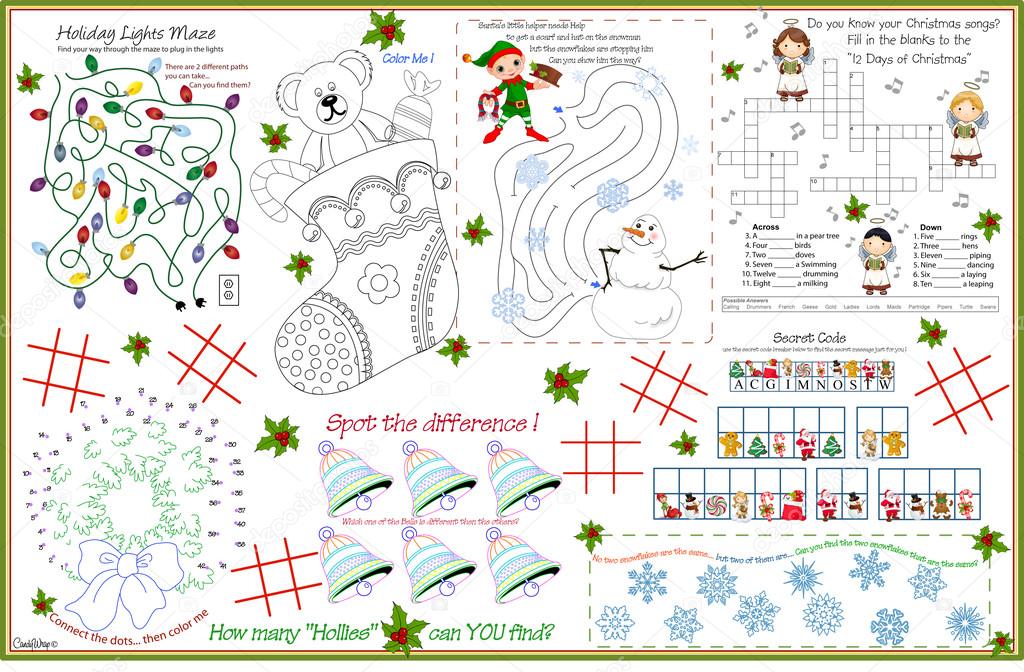Placemat Christmas Printable Activity Sheet 7 Stock Vector Royalty Free Vector Image By C Candywrap 67632495