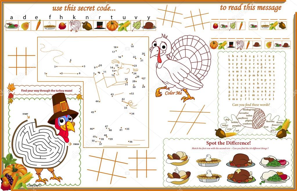 Placemat Thanksgiving Printable Activity Sheet 1