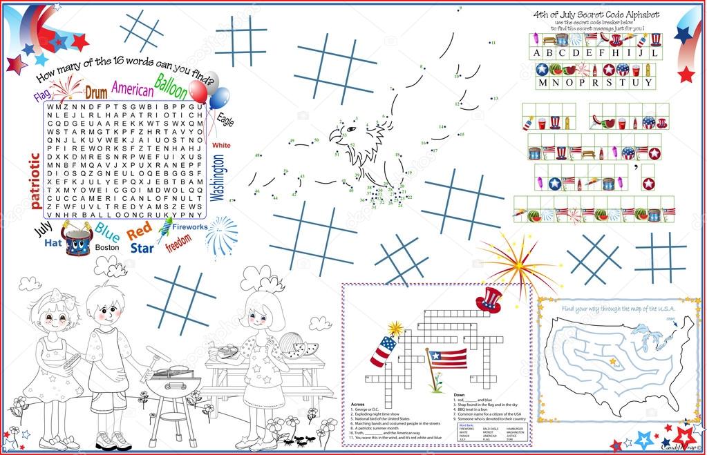 Placemat 4th of July Printable Activity Sheet 3