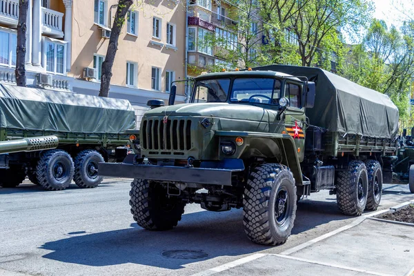 Samara Russie Mai 2021 Camion Militaire Oural 4320 Dans Une — Photo
